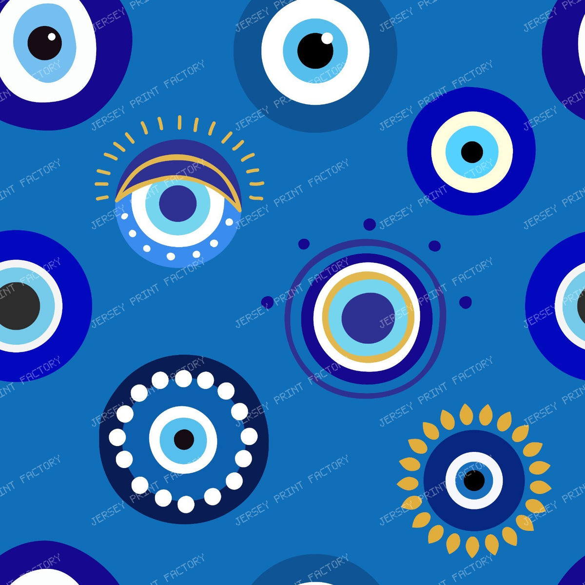 Evil Eye Pattern, Turkish Eye, Nazar, Mati, Mataki, Hamsa — Navy Blue