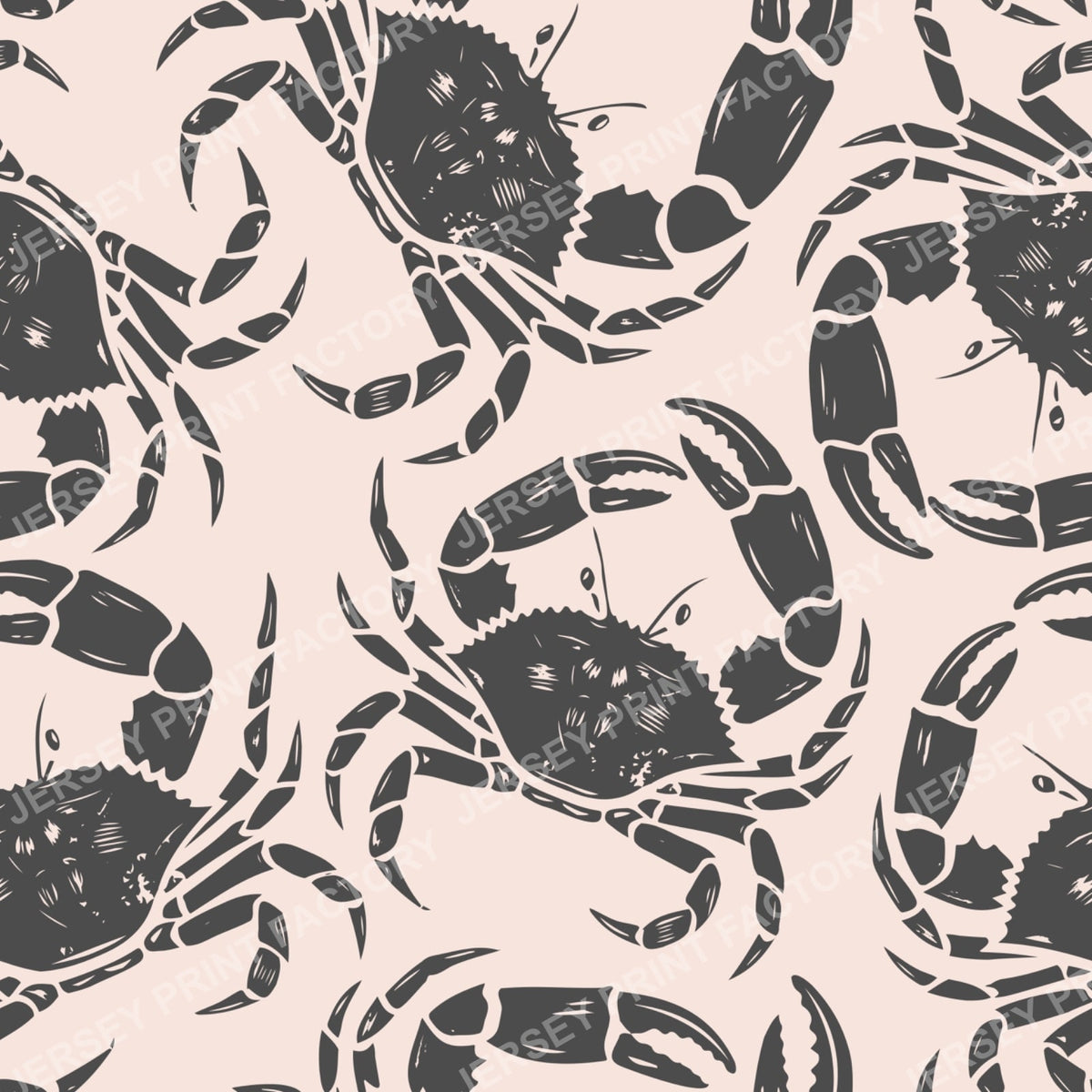 Coastal Crab Pattern. Nautical Beach Seamless Design. Black