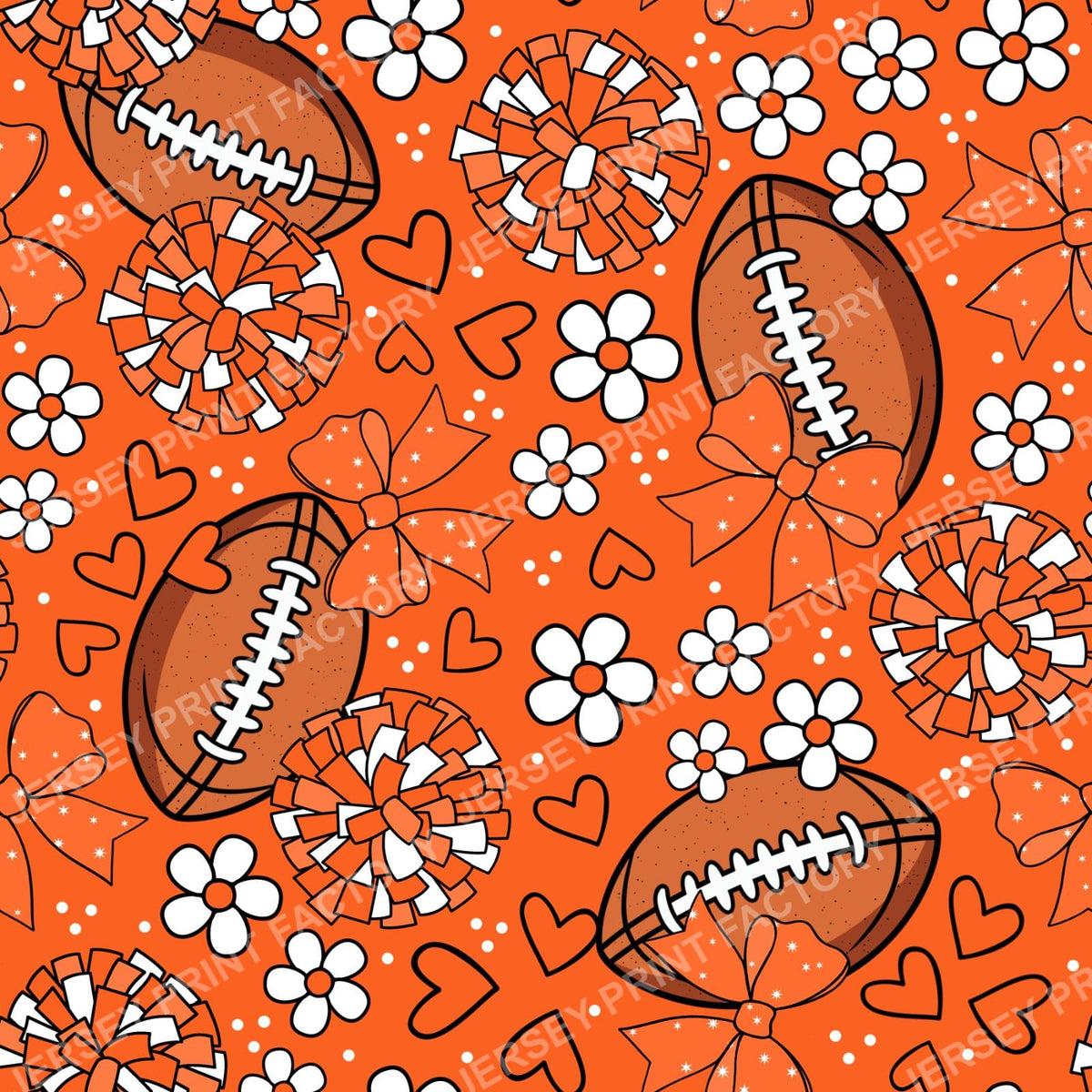 Football Cheerleader Cheer Bows Pom Poms In Orange