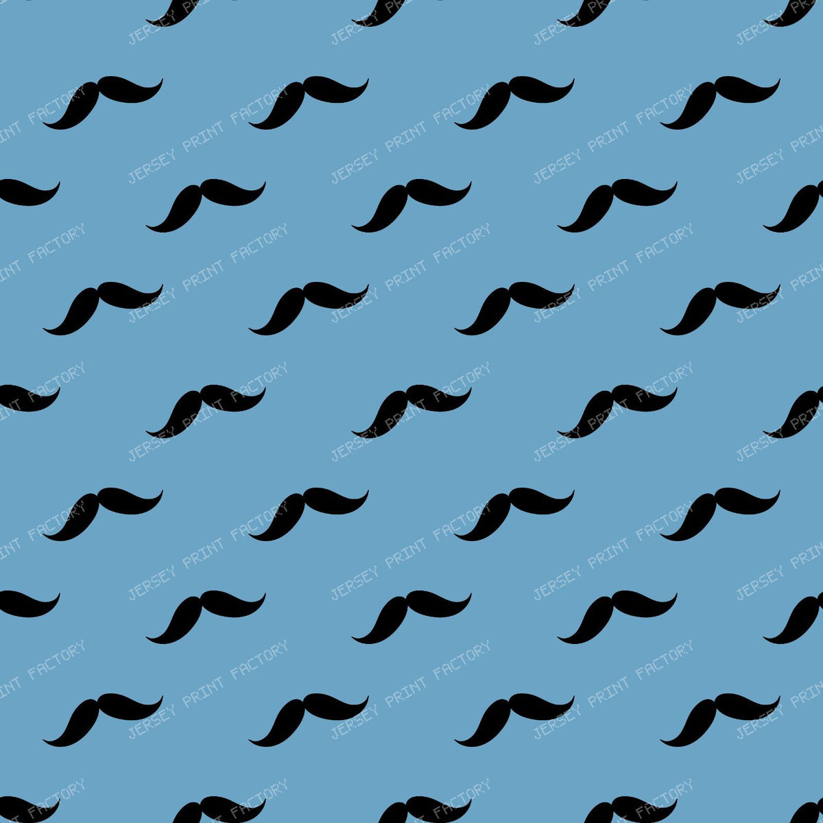 Mustache Pattern, Curly Mustache, Black and White — Blue 4