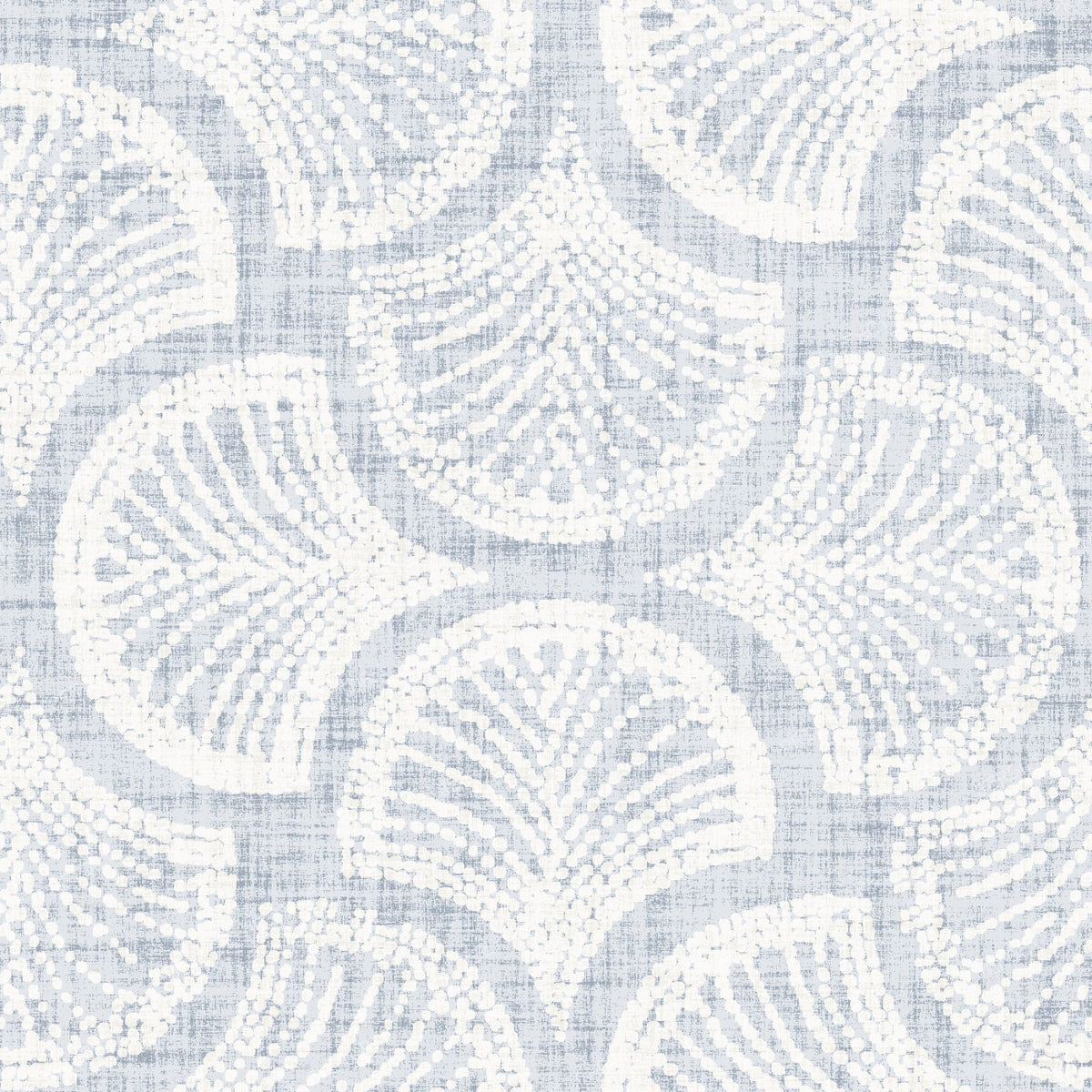 Powder Blue Ginkgo Fan Scallop Batik — Dusty Blue Grey