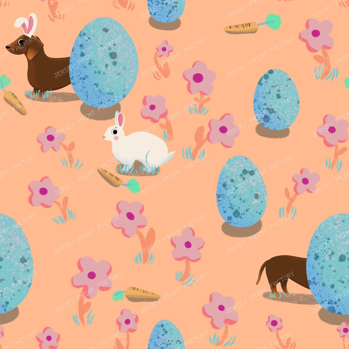 Easter egg hunt, sausage dog and bunny rabbit - purple — Orange