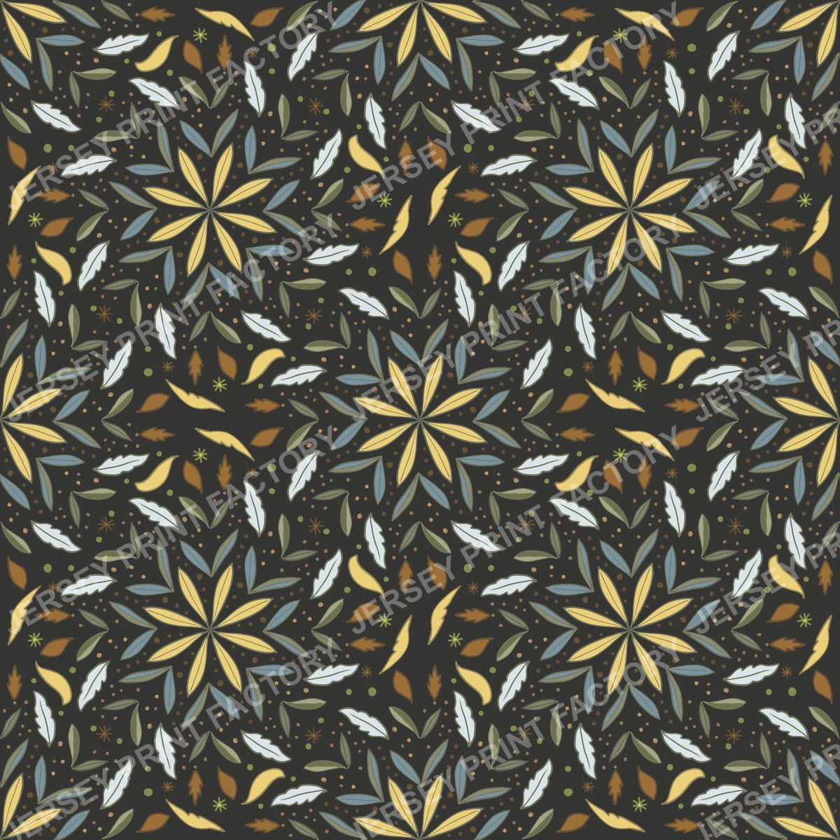 Scattered Leaf Medallion - charcoal
