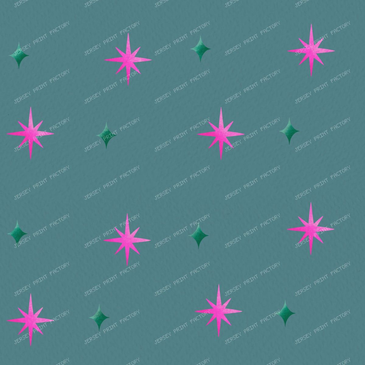 Pink Sparkle & Stars on Purple — Muted Teal