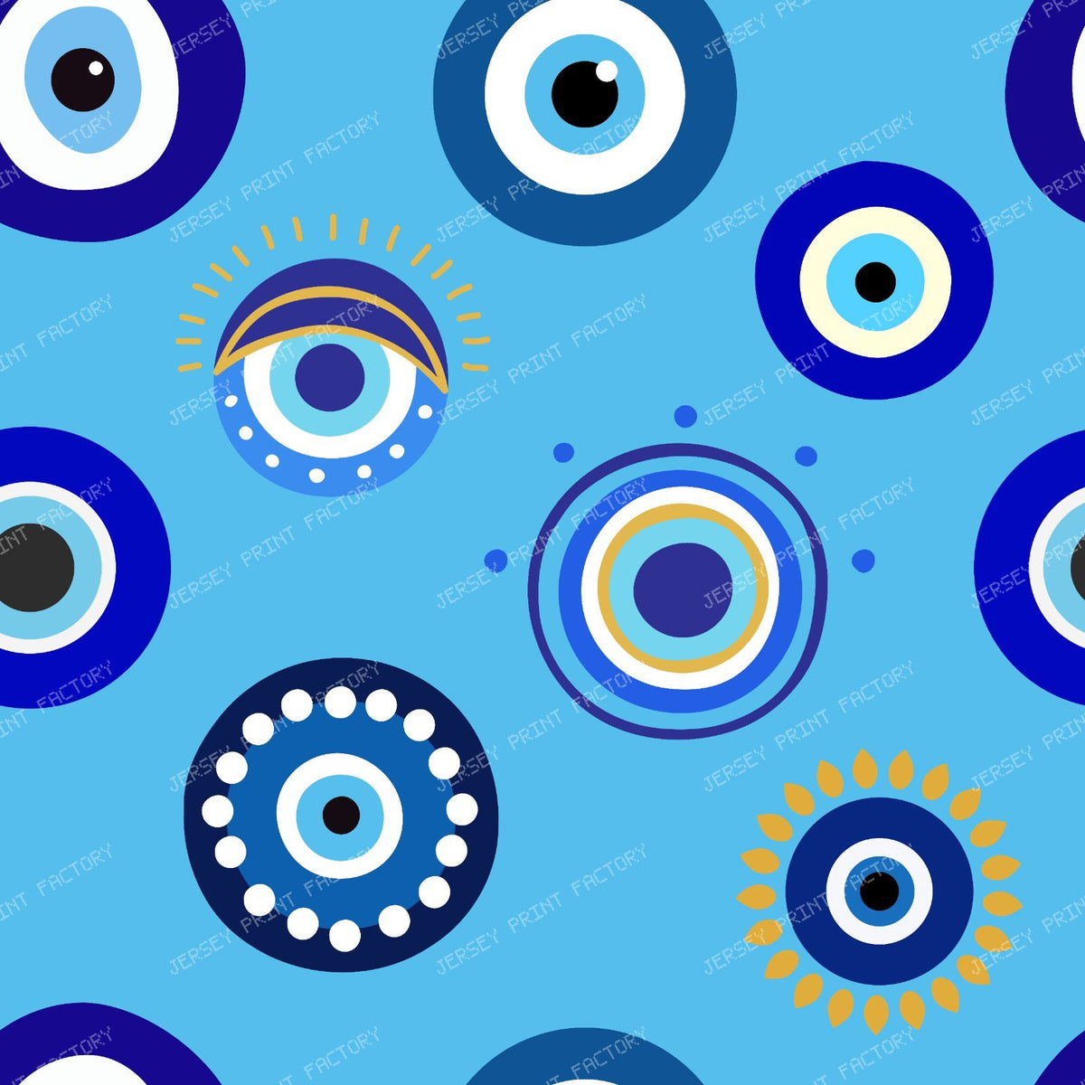 Evil Eye Pattern, Turkish Eye, Nazar, Mati, Mataki, Hamsa — Blue 2
