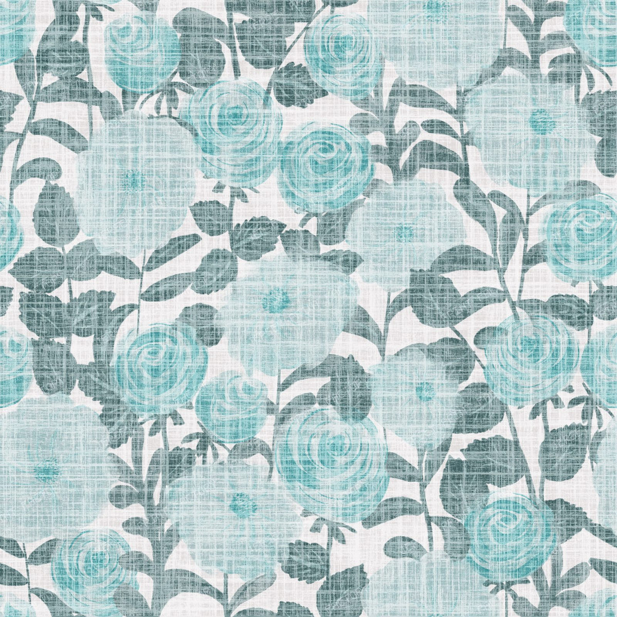 Teal Slate Blue Rose Floral