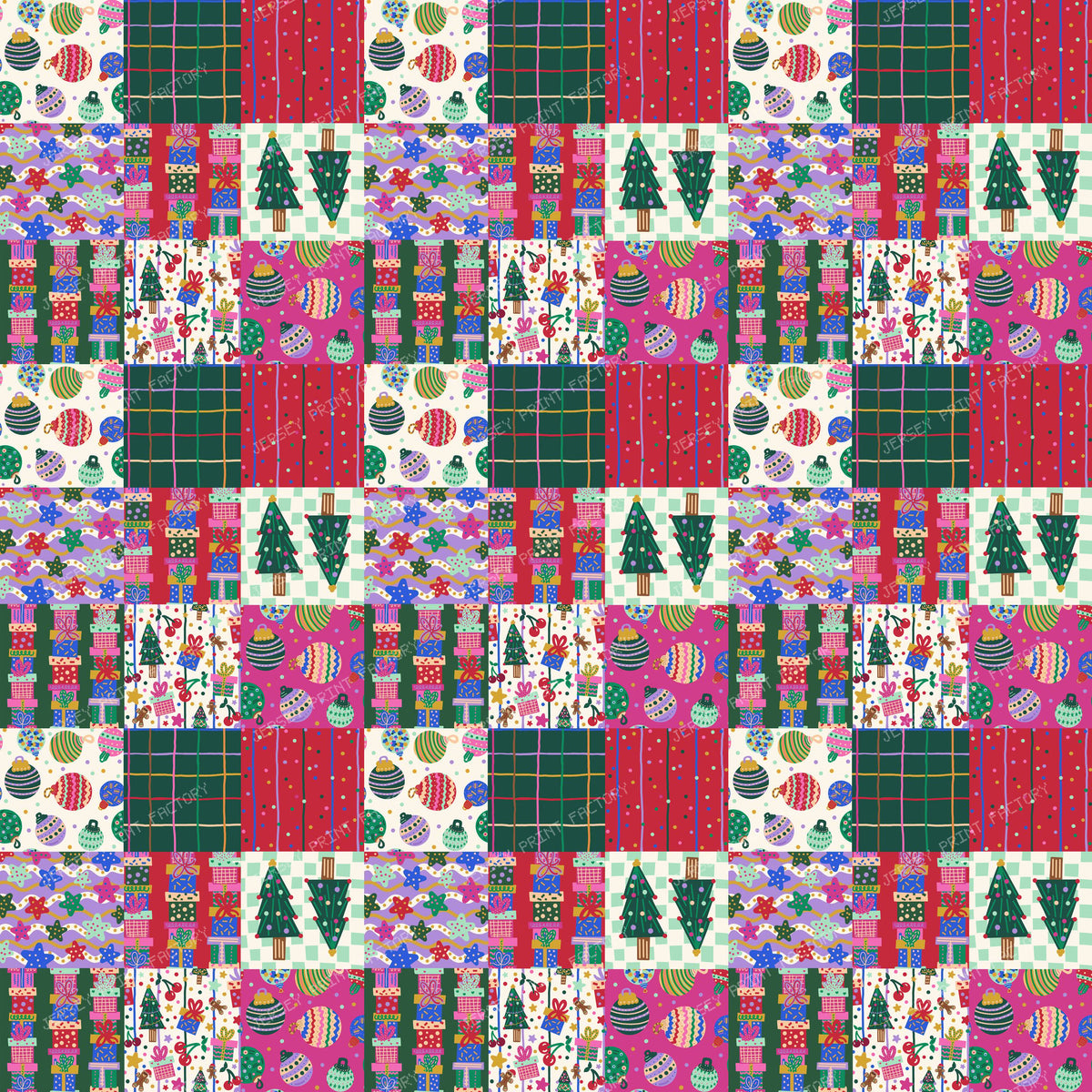 Christmas Patchwork - Holiday Cheater Quilt