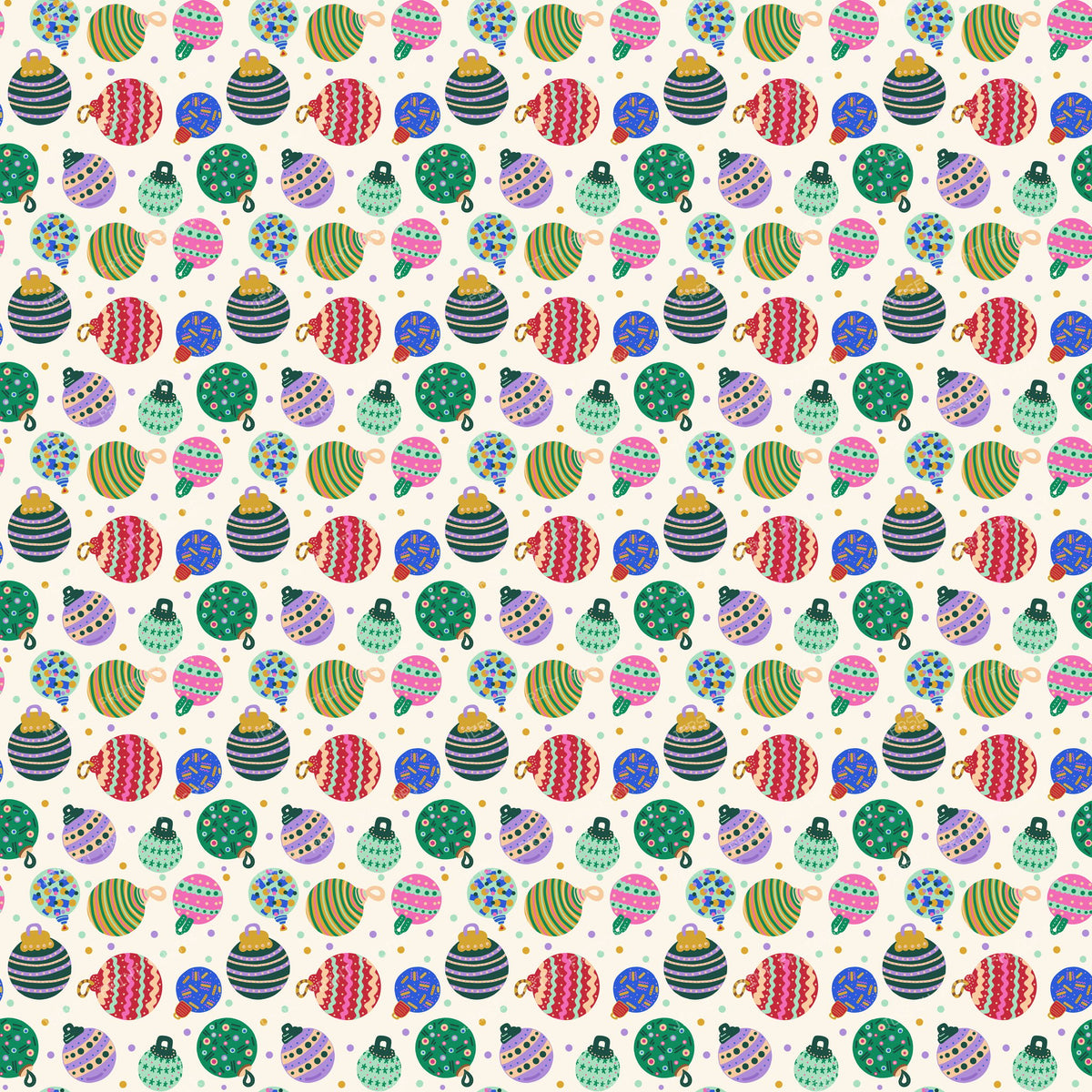 Christmas Baubles on Cream - Festive Holiday Ornaments