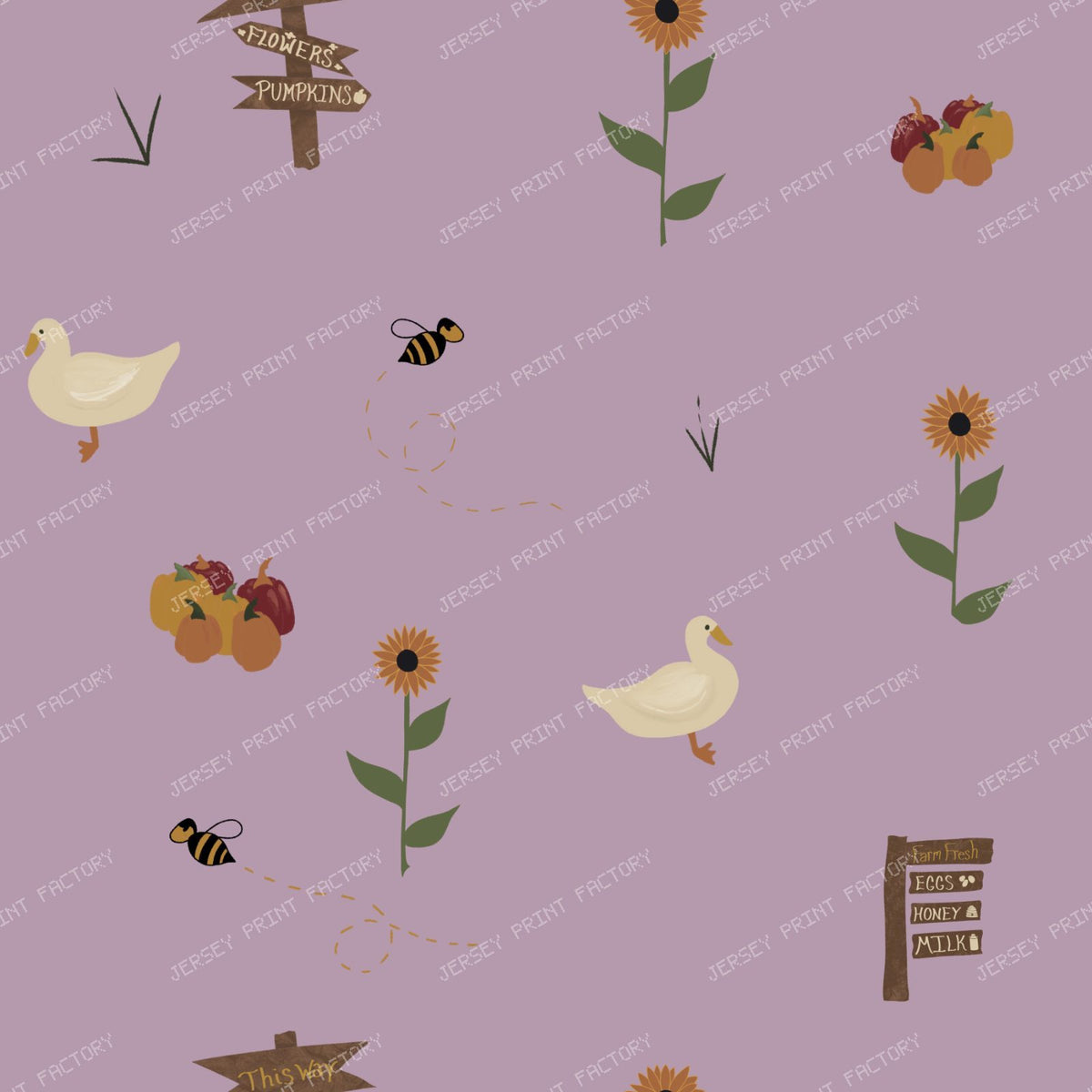Farm Market Ducks Pumpkins Bees Fall Toss/ Old Harvest Lane Lavender