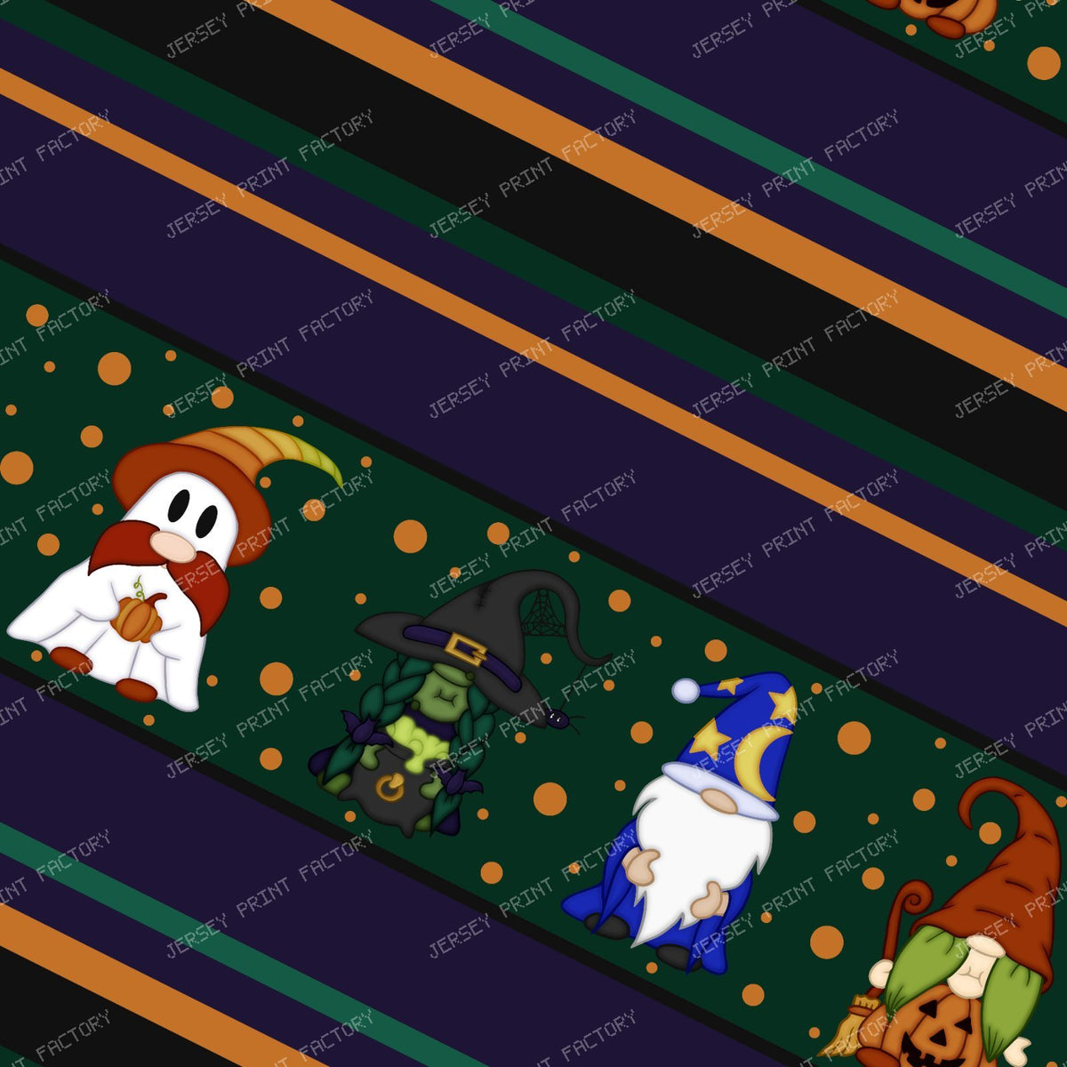 Gnome-o-Ween Stripes (Small) — Orange on Green