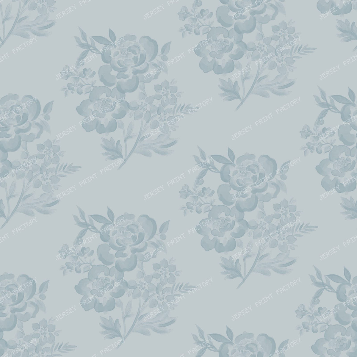 Etta - Watercolour Floral Bunches Dusky Blue