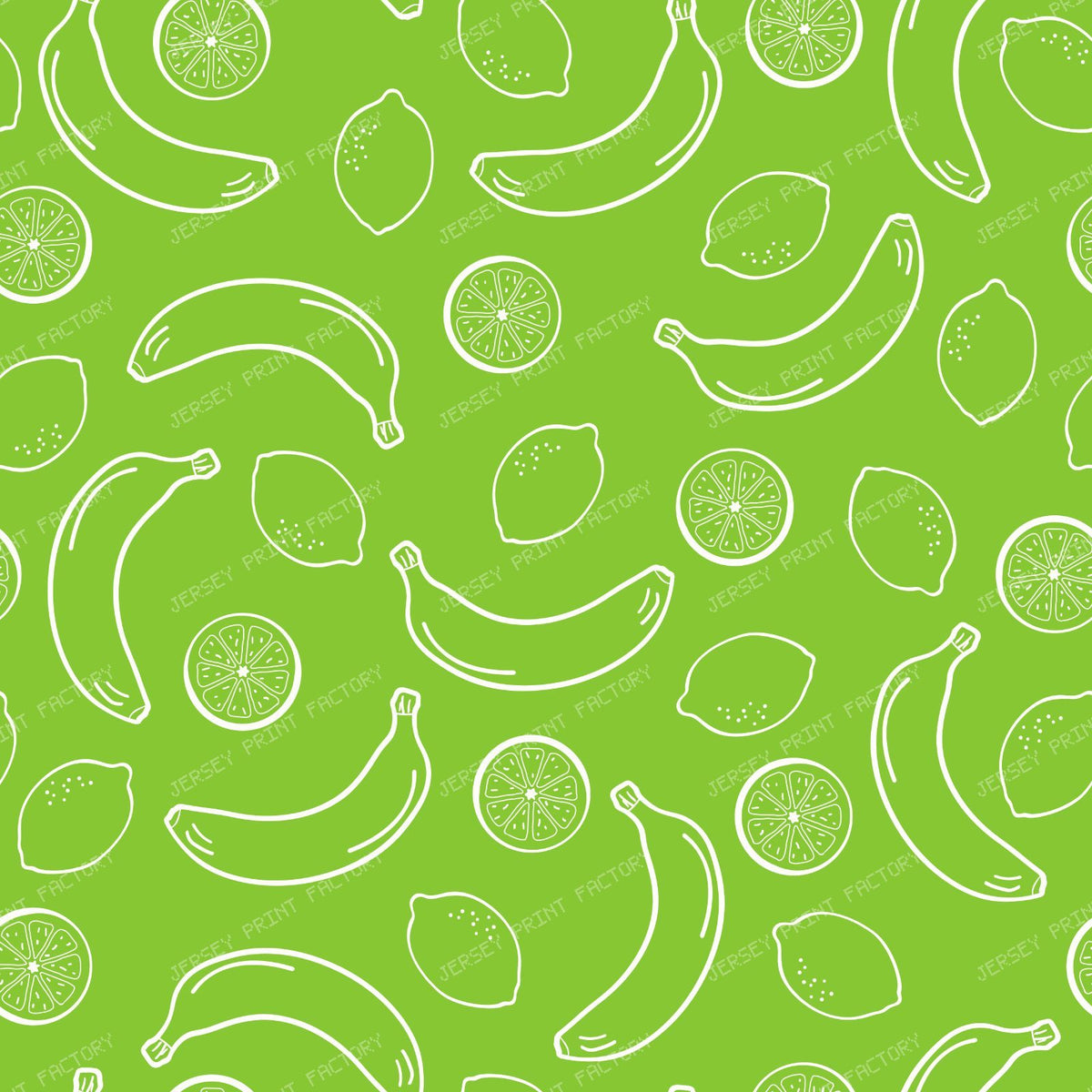 Fruit Pattern, Summer Pattern, Lemon, Lime, Orange, Banana — Green