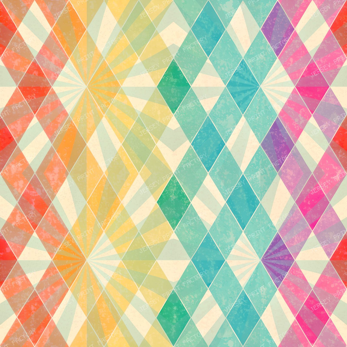 Ombre Harlequin Diamond Lattice Starburst - Sunset Rainbow Pastel