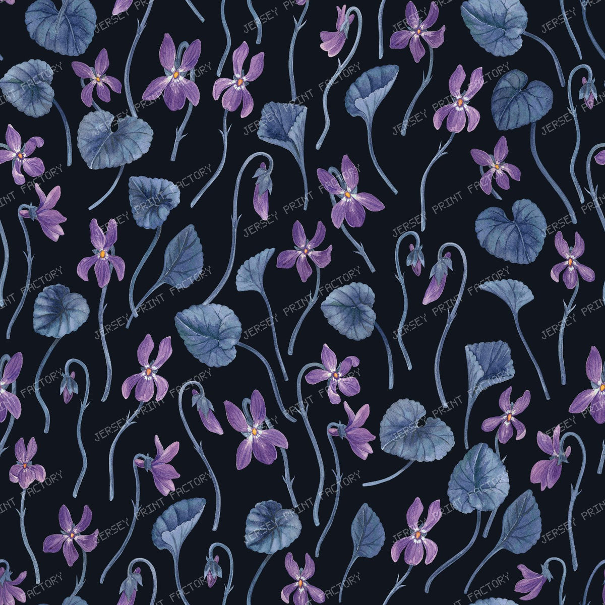 Watercolor violets on honey dew — on black