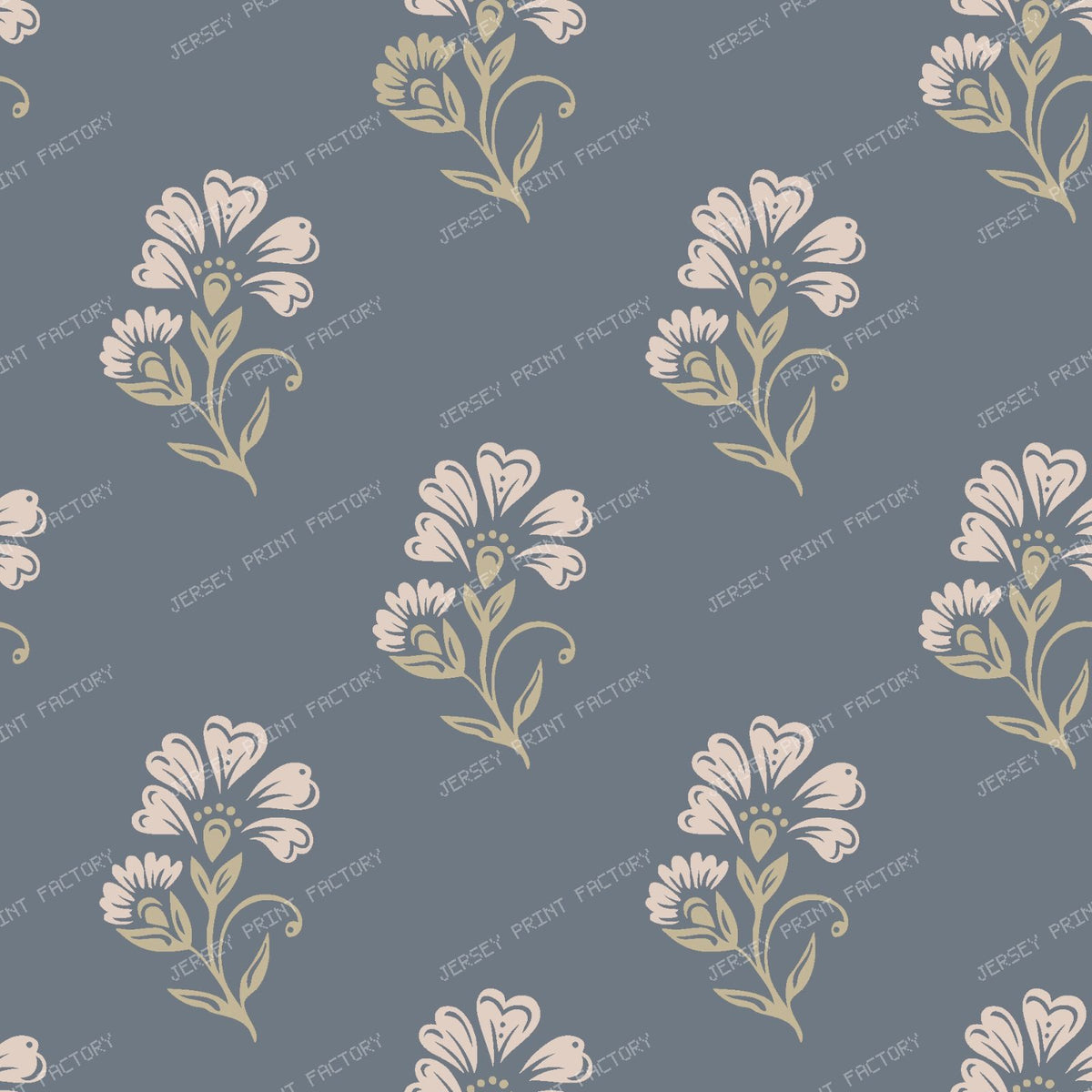 Beatrice 3 Colour Block Print Floral Slate Gray
