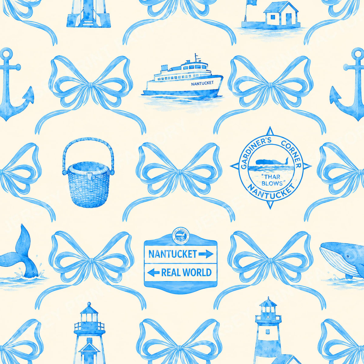 Blue Nantucket bows