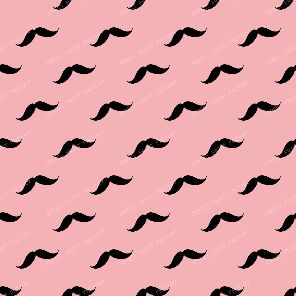 Mustache Pattern, Curly Mustache, Black and White — Pink 2