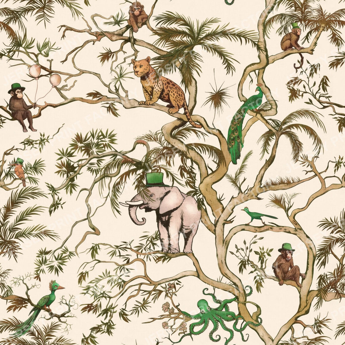 SURREAL CHINOISERIE ON ANTIQUE WHITE