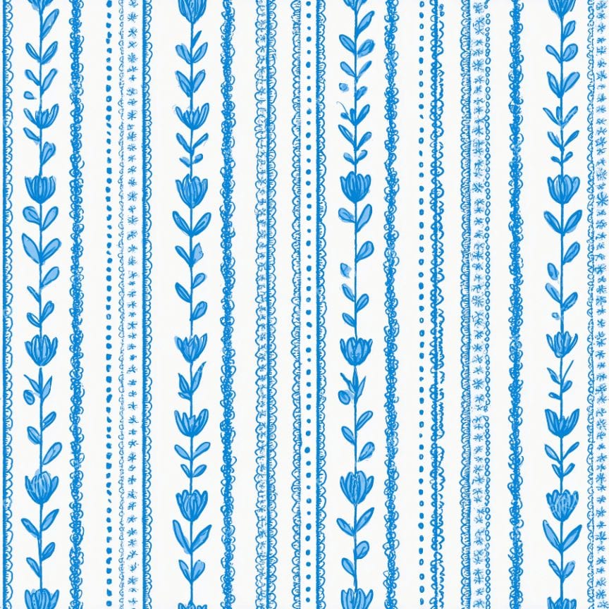 Vertical Stripe Botanical Leaf Floral