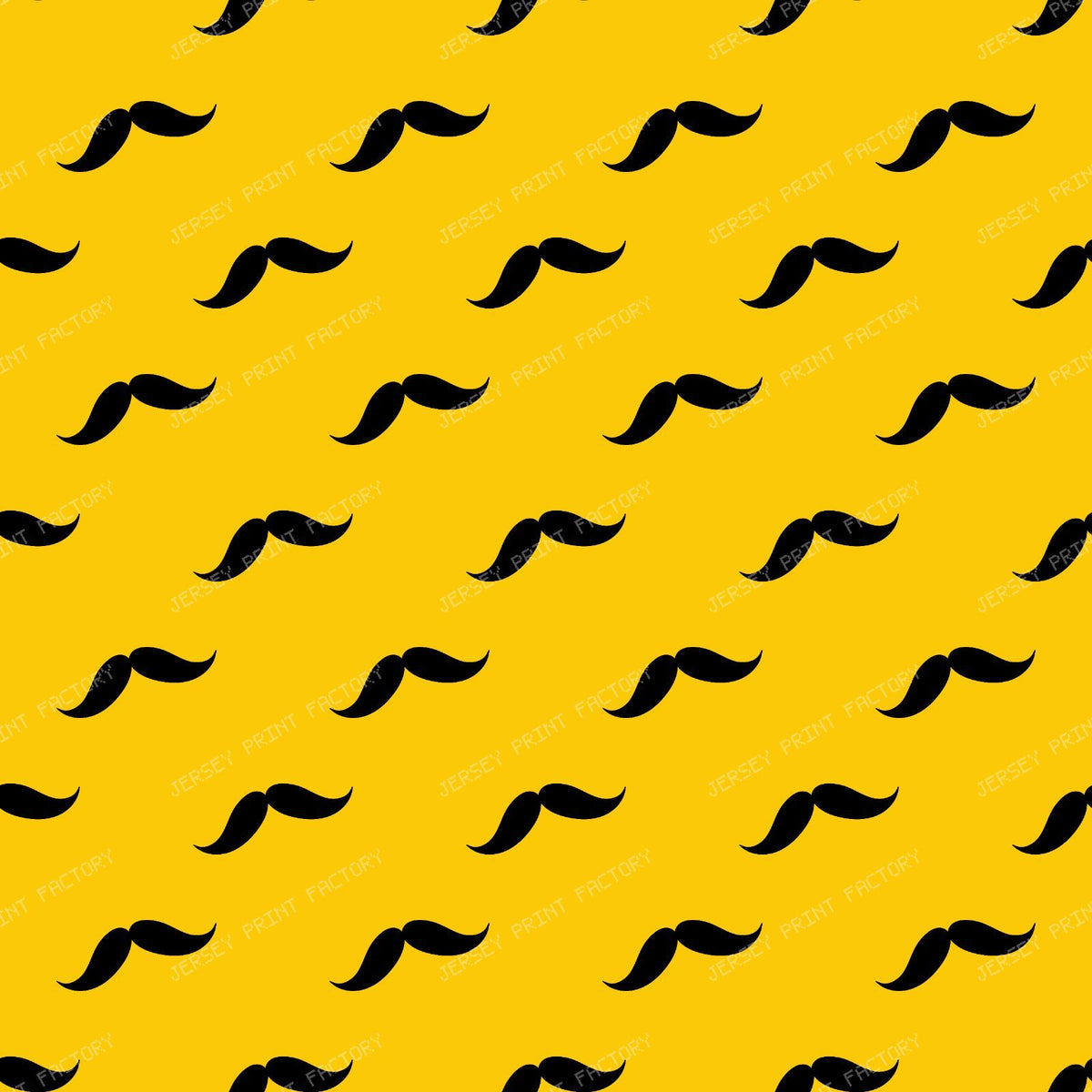 Mustache Pattern, Curly Mustache, Black and White — Yellow 2