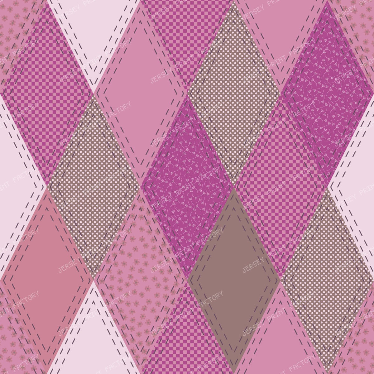 Folk Art Patchwork Argyle Pattern pink
