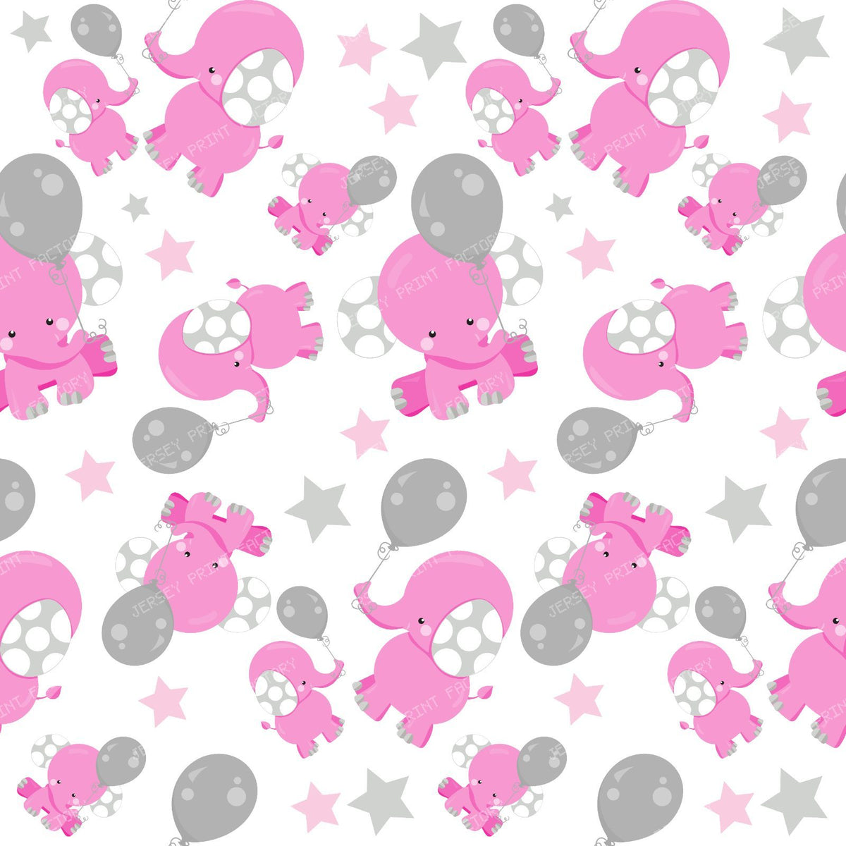 Pattern Of Blue Elephants, Cute Elephants, Stars — Pink 1