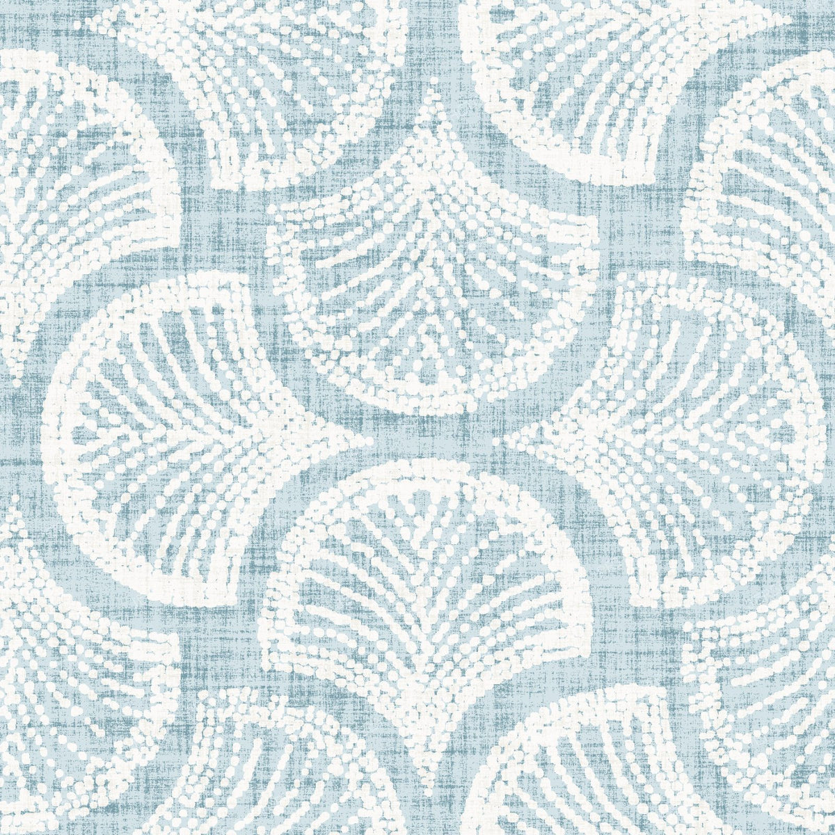 Powder Blue Ginkgo Fan Scallop Batik