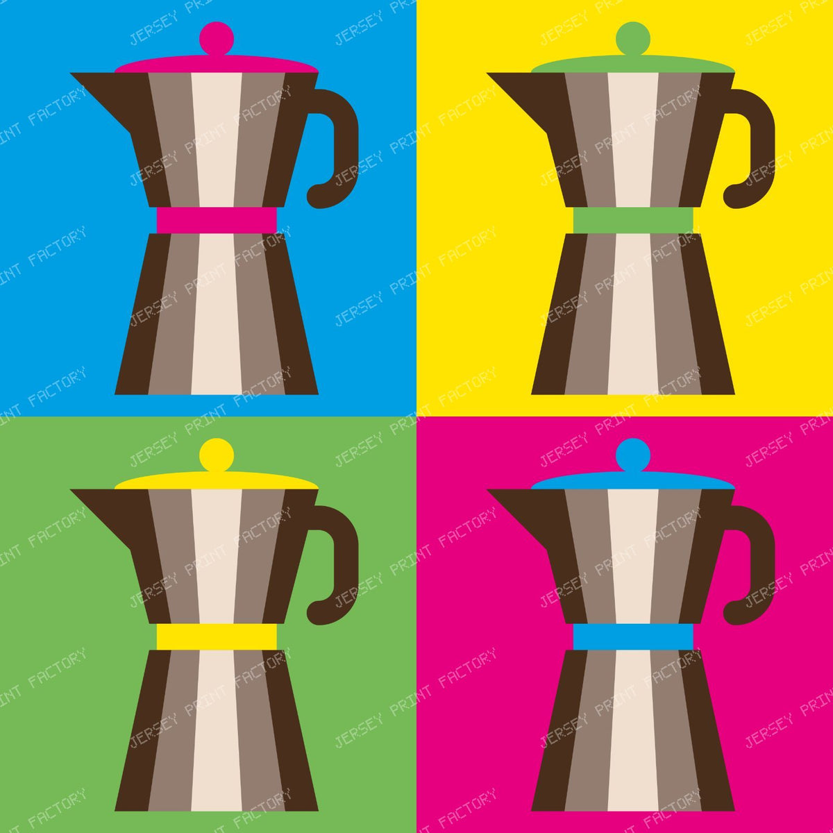 Coffee Pot, Moka Pot, Pop Art, Colorful Squares — Colorful 5