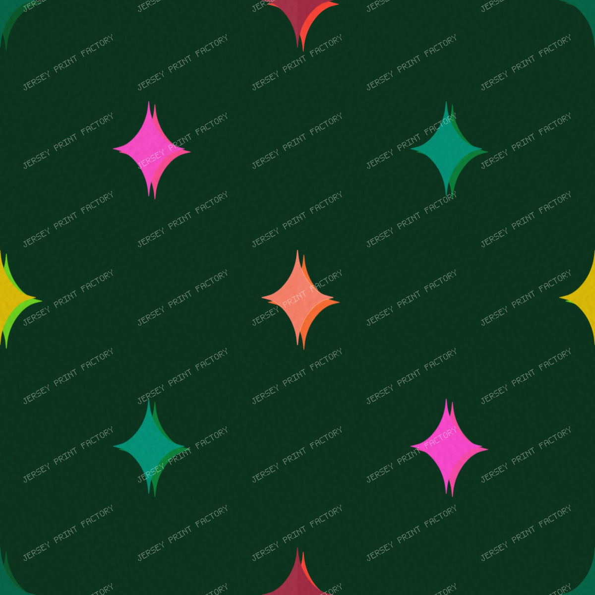 Colourful sparkle stars on Purple — Dark Green