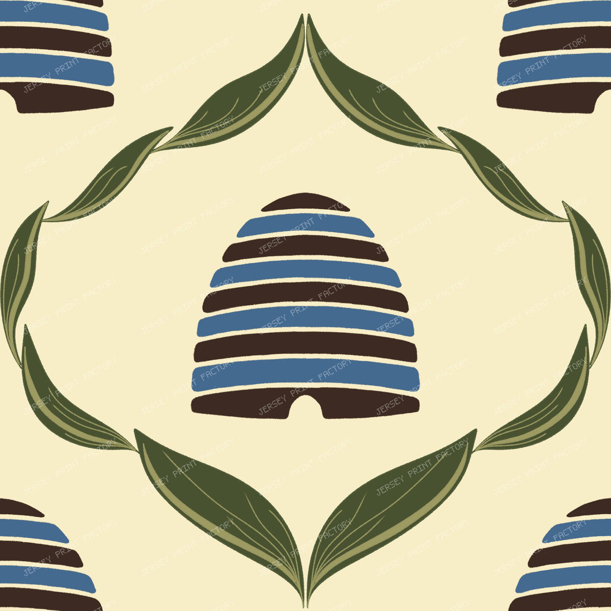 Autumn Farmhouse Botanical Beehive/ Old Harvest Lane Denim and Cream