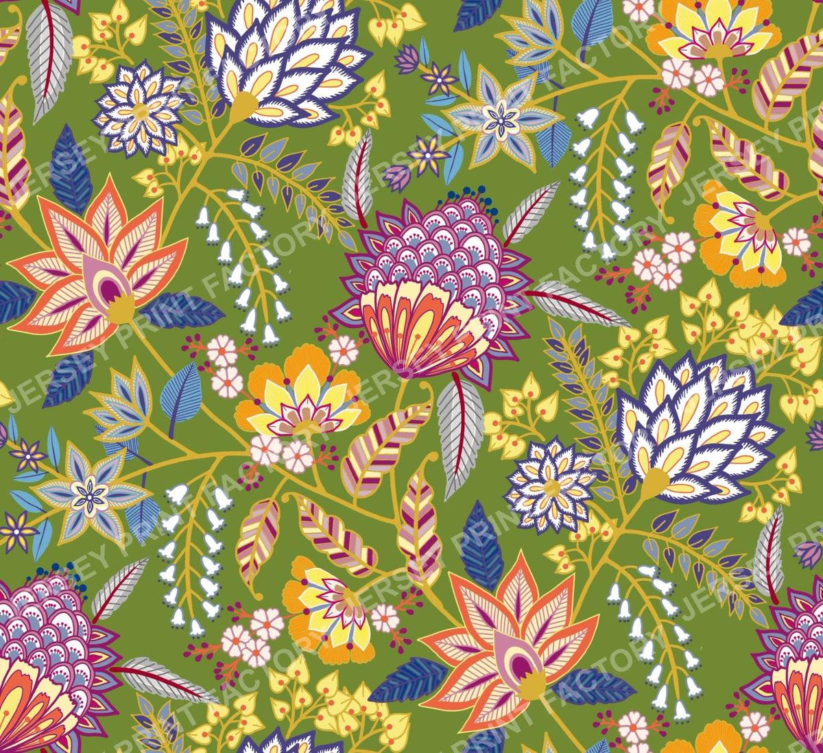 Modern Contemporary Chintz Floral Green