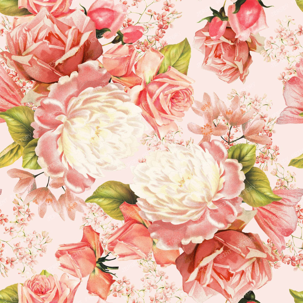 Blush Coral and Cream Roses – Traditional Victorian Grandmillennial Romance-Blush