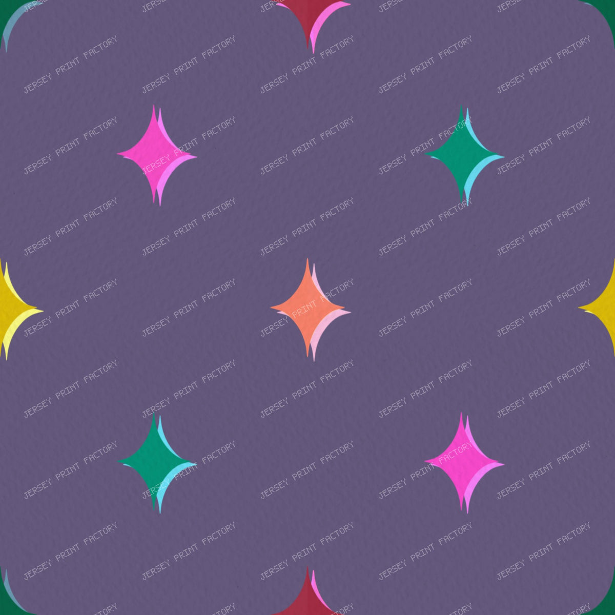 Colourful sparkle stars on Muted purple