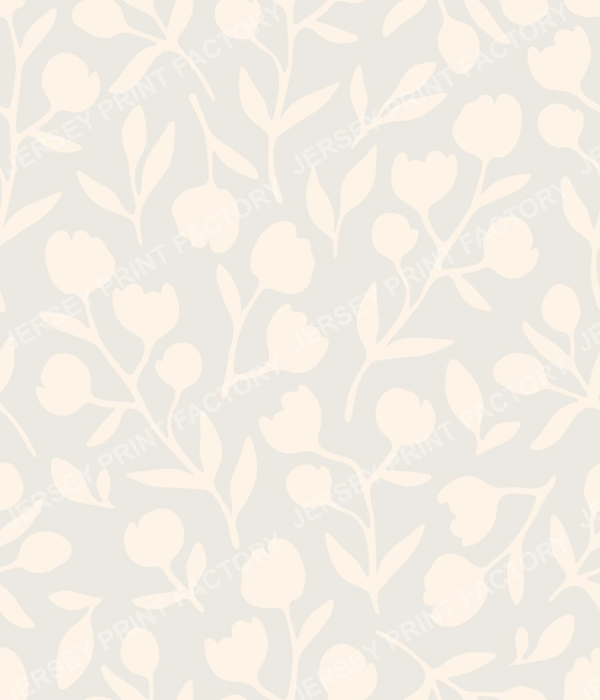 Fleurline - Modern Vintage Floral Silhouette - Cream on Light Grey