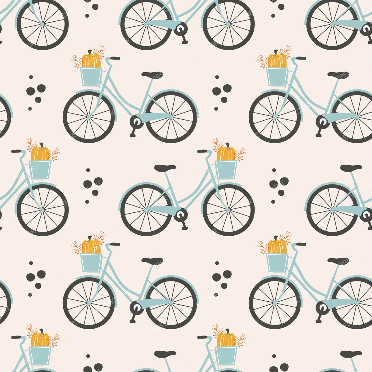 Bicycle Pattern, Orange Pumpkins, Bike, Autumn, Fall