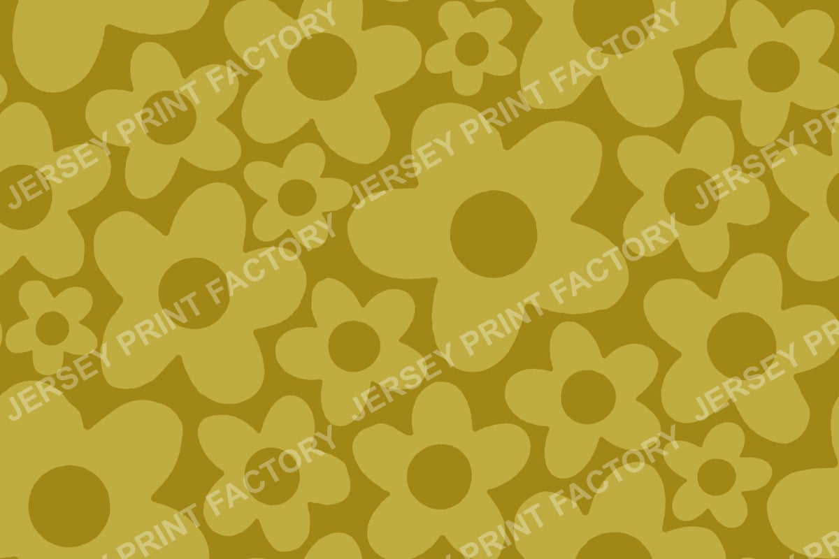 Simple Floral Pattern in Retro 60s - 70s style. Warm green