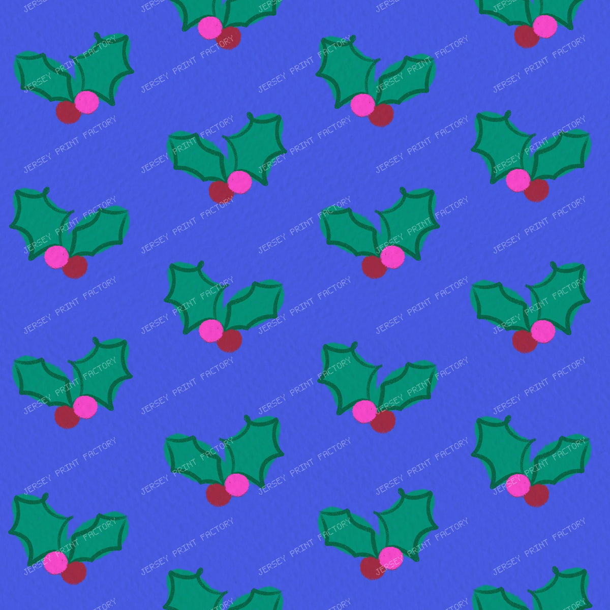 Christmas Holly on Purple — Bright Blue