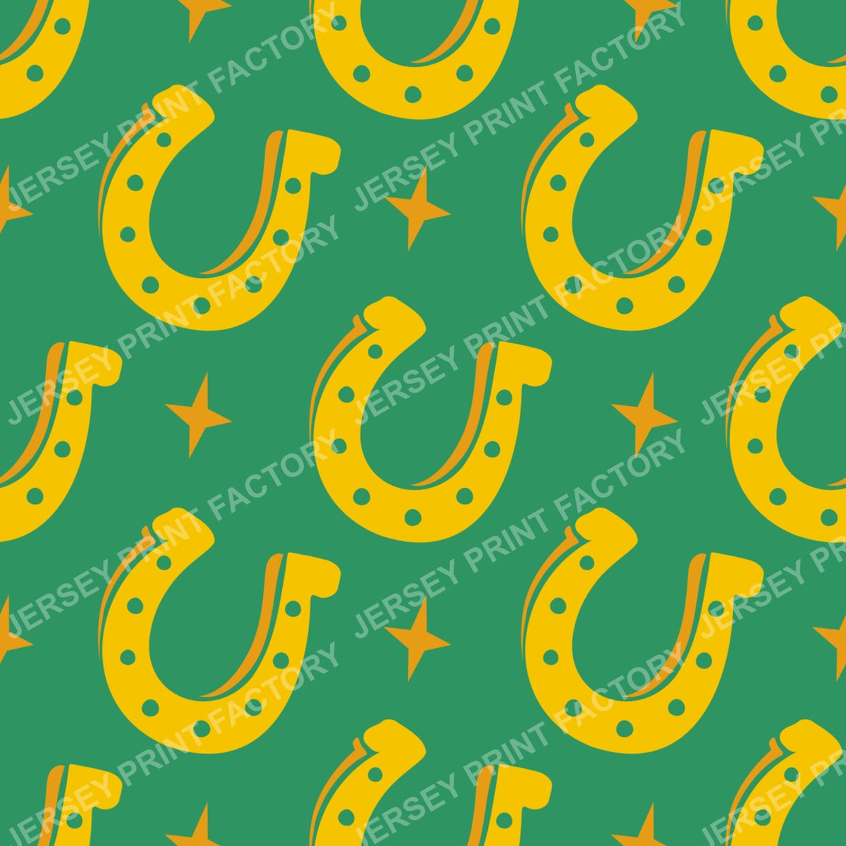 Lucky Horseshoe Pattern. Western Ranch Rustic Equestrian Design. Green.