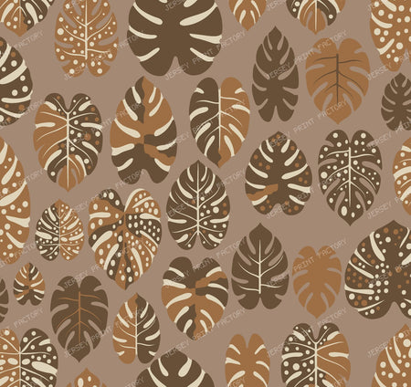 Monstera leaves with dots and colorblocking — Brown, Off white