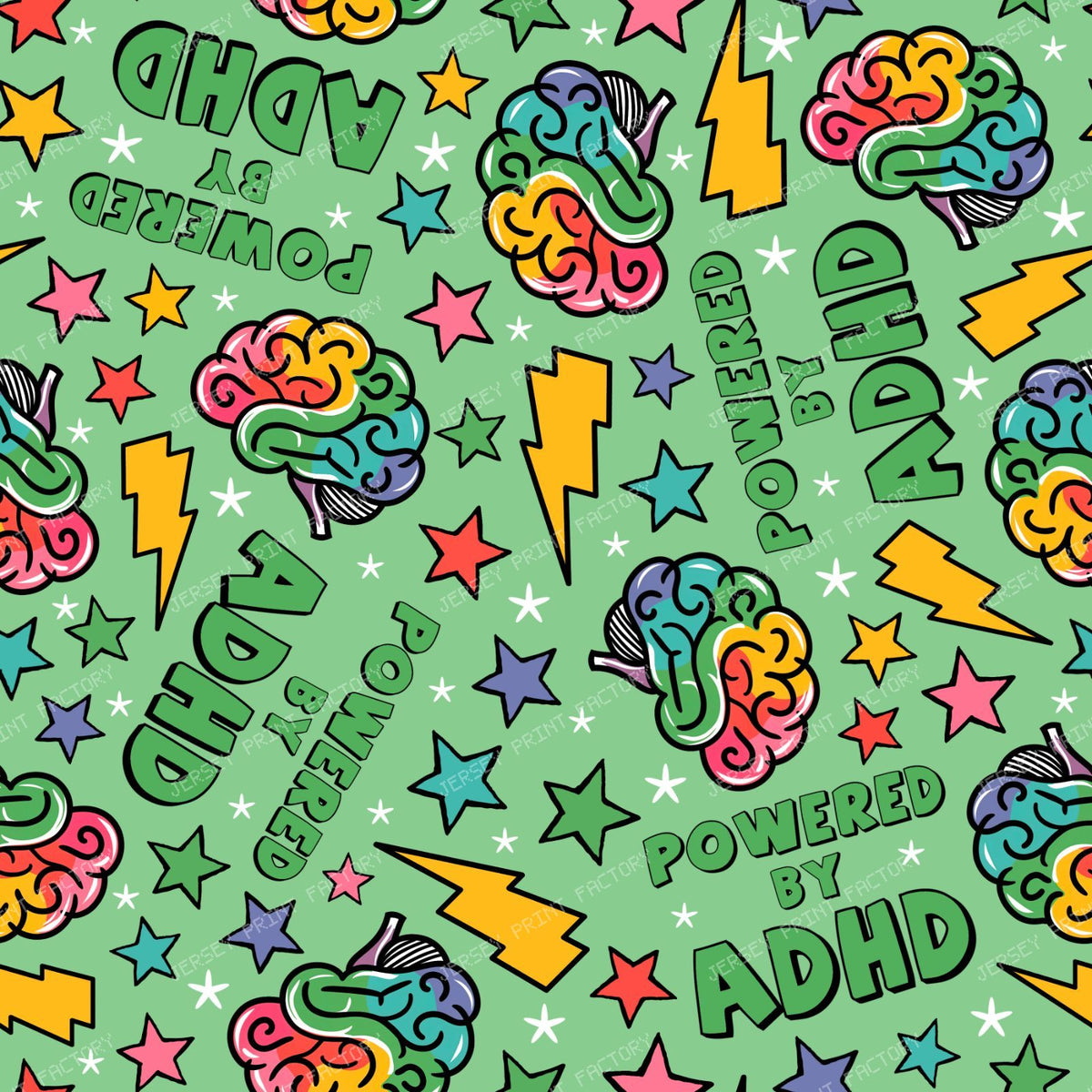 Powered by ADHD Colorful Brain and Star Green