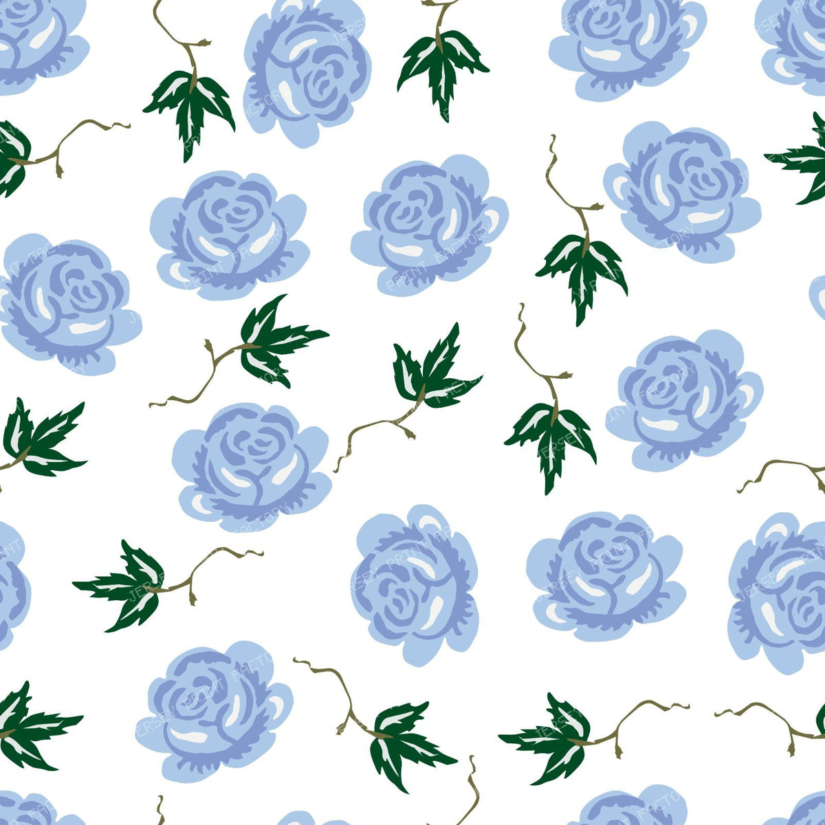 Blue Roses, Blue Flowers, Floral Pattern, Leaves, Boho