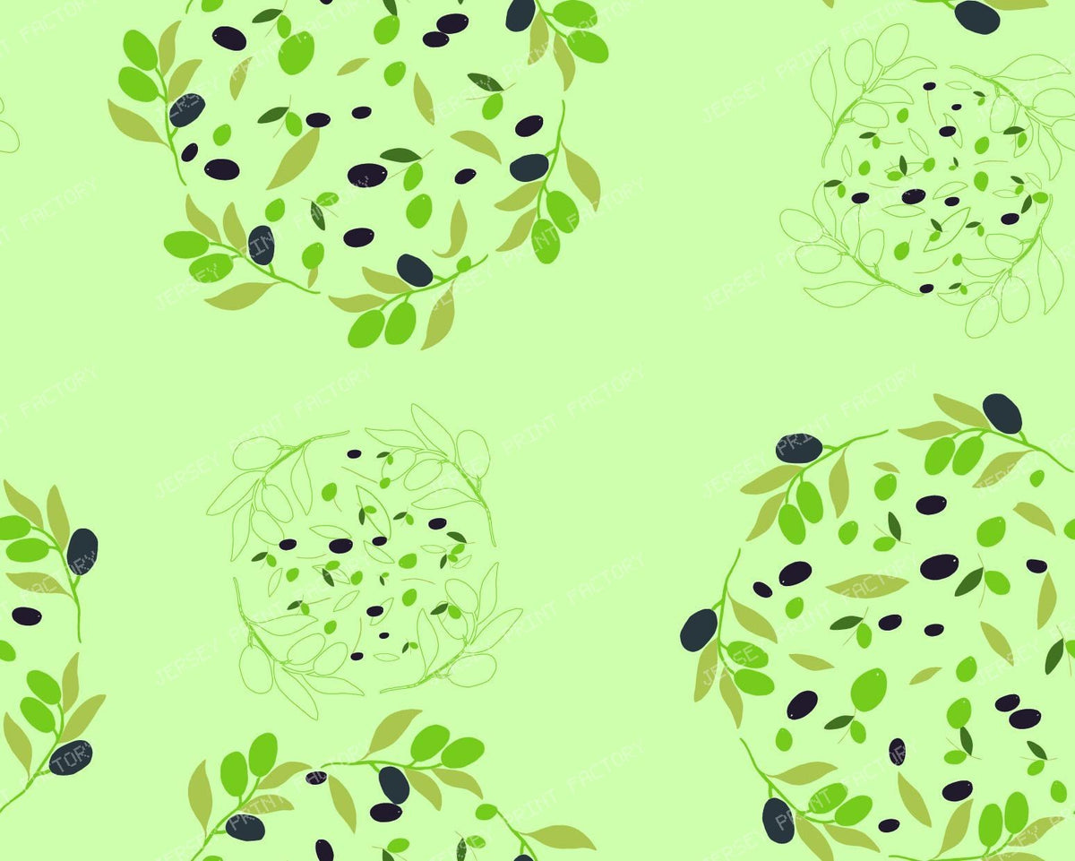 Olives Garlands on Green — Sage