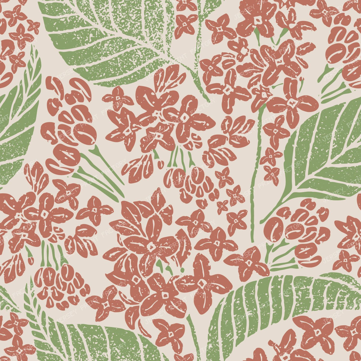 Lilac Flower Bloom Block Print — Rust