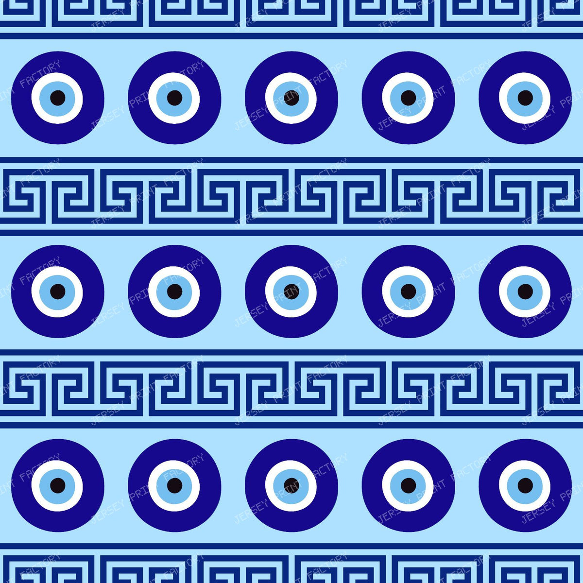 Evil Eye Pattern, Turkish Eye, Mati, Nazar, Meander Key — Blue 1