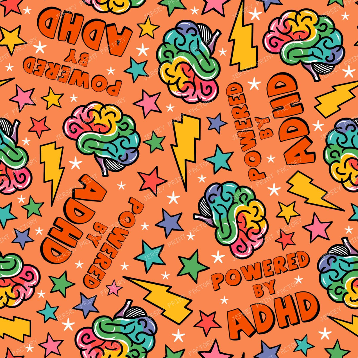 Powered by ADHD Colorful Brain and Star Orange