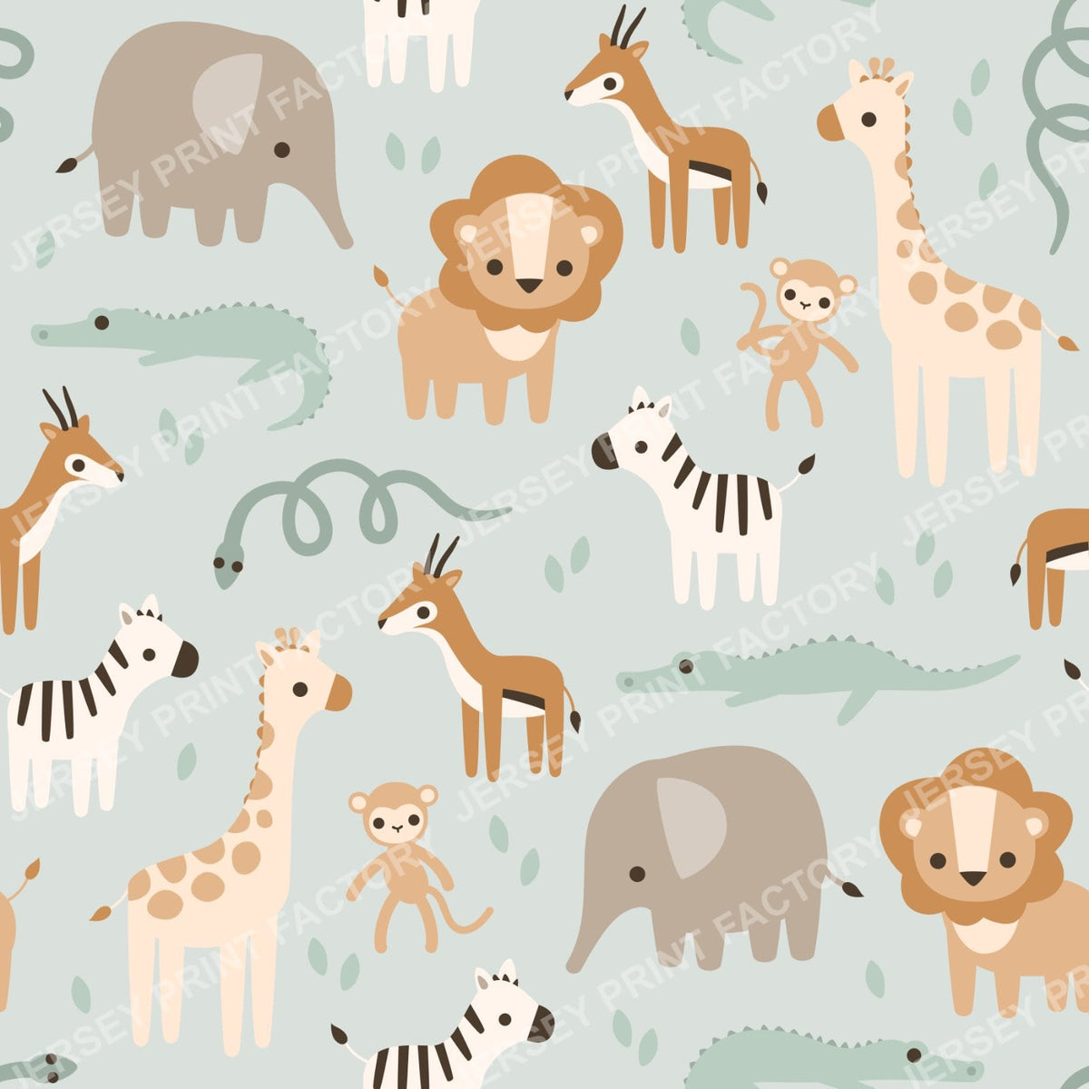 Jungle Animals on green