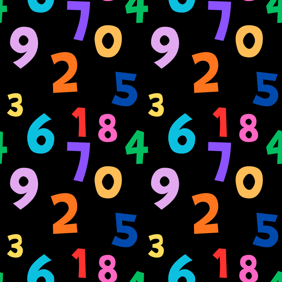 Numbers on Black Background
