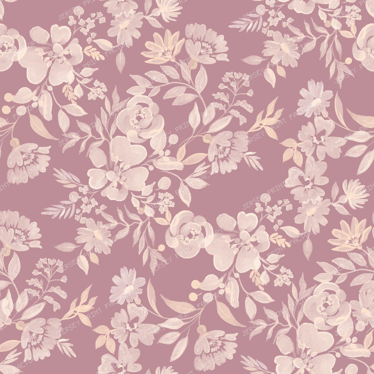 Bella Watercolour Tonal Floral Beige — Deep Mauve