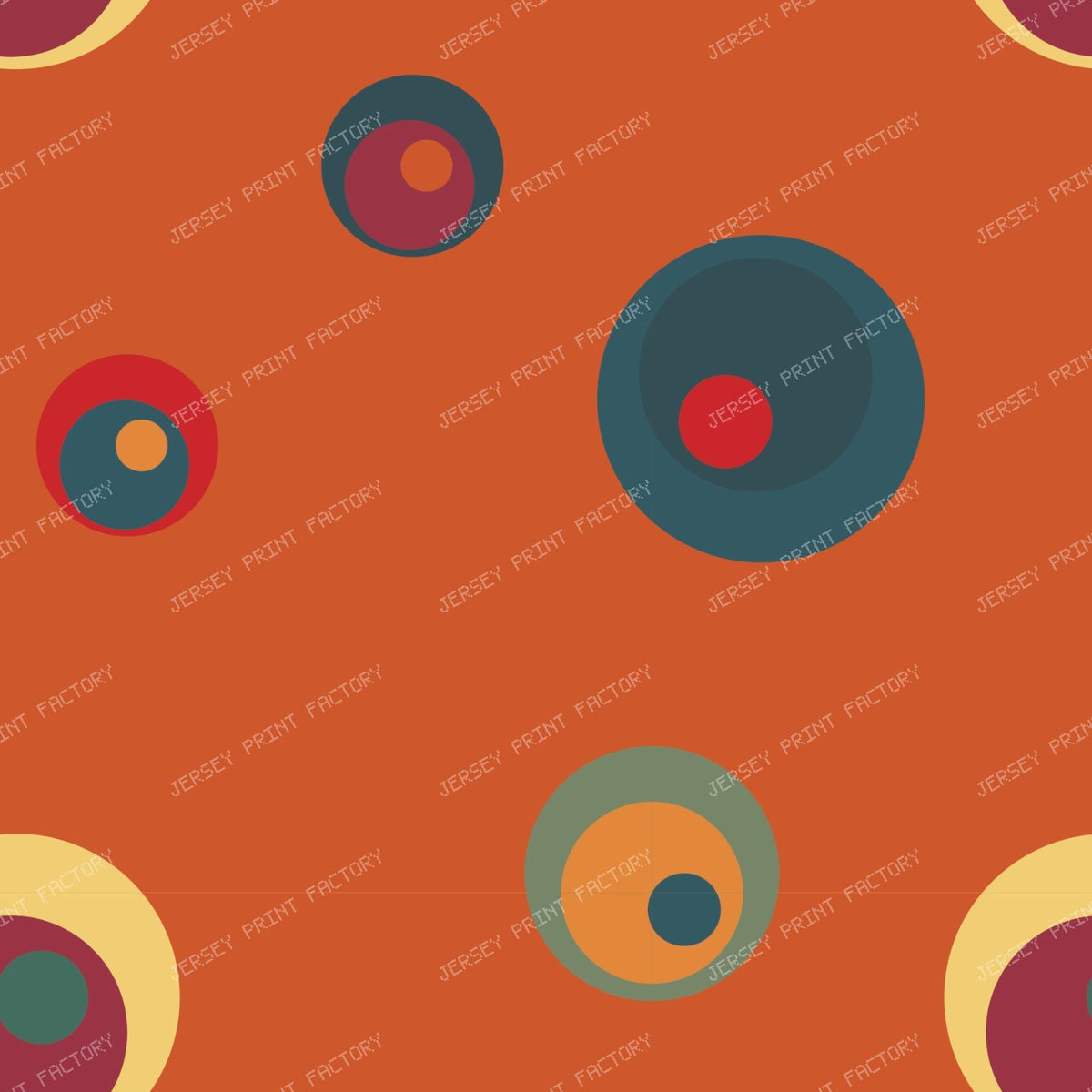 Retro Bauhaus Circles Blue — Burnt Orange