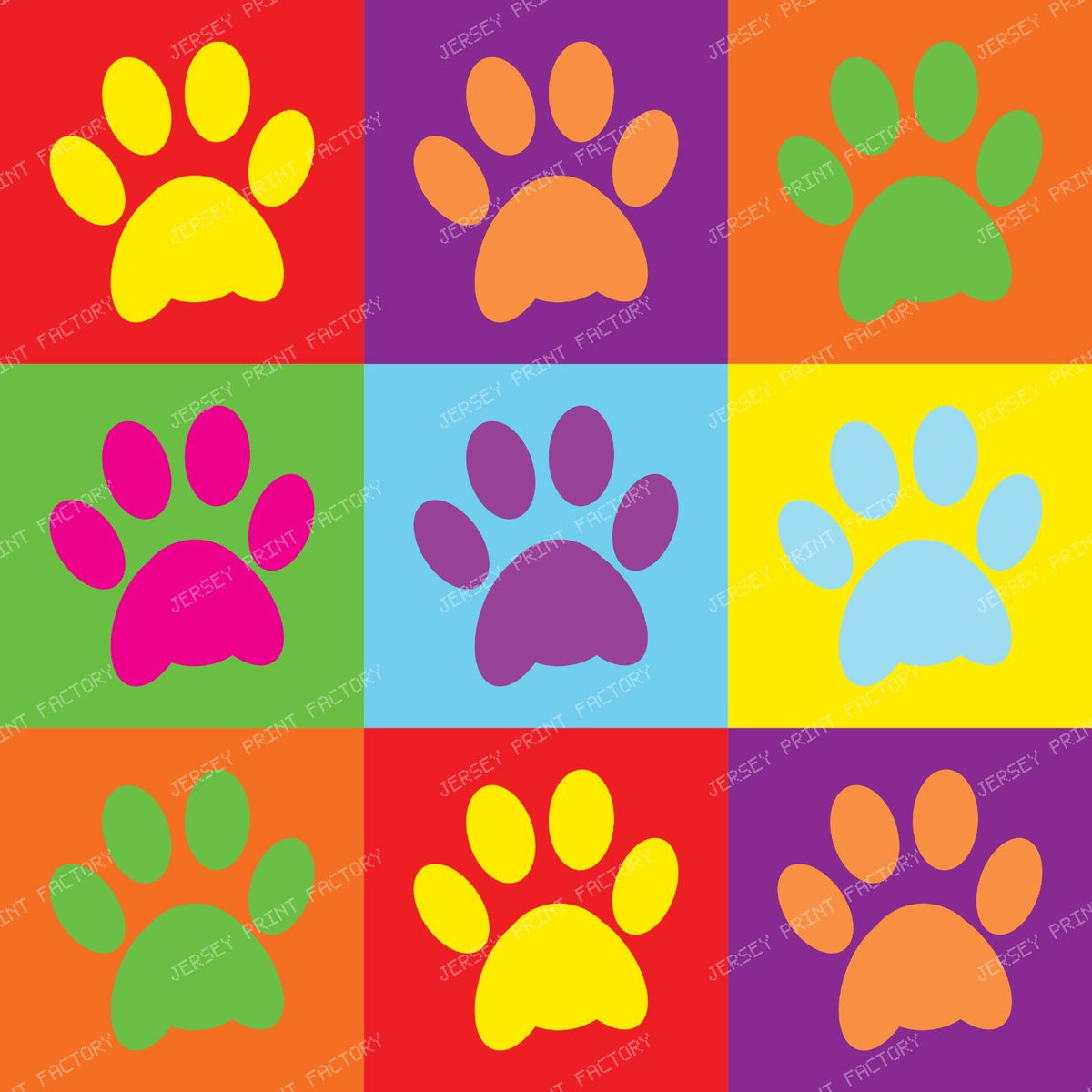 Pattern Of Paws, Dog Paws, Colorful Paws, Pop Art